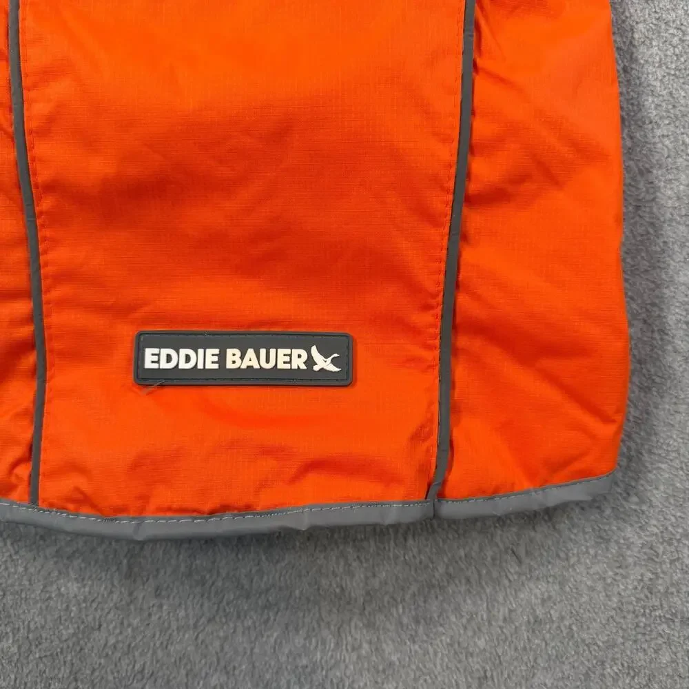 Eddie Bauer Dog Jacket Coat Size Medium Orange Grey Winter Warm Reflective New